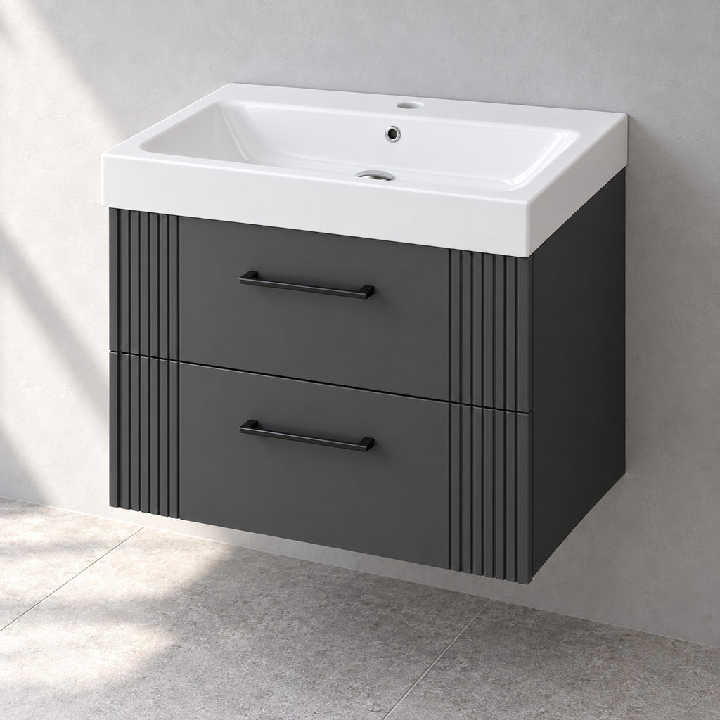 HiB Novum Fabrica 600mm Carbon Grey vanity with basin N19WH60CGR – right