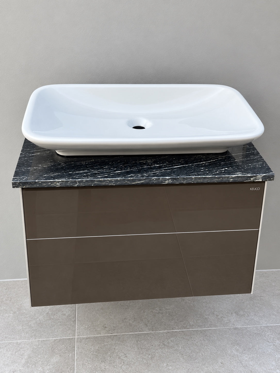 Keuco vanity with TOTO basin — elevated view