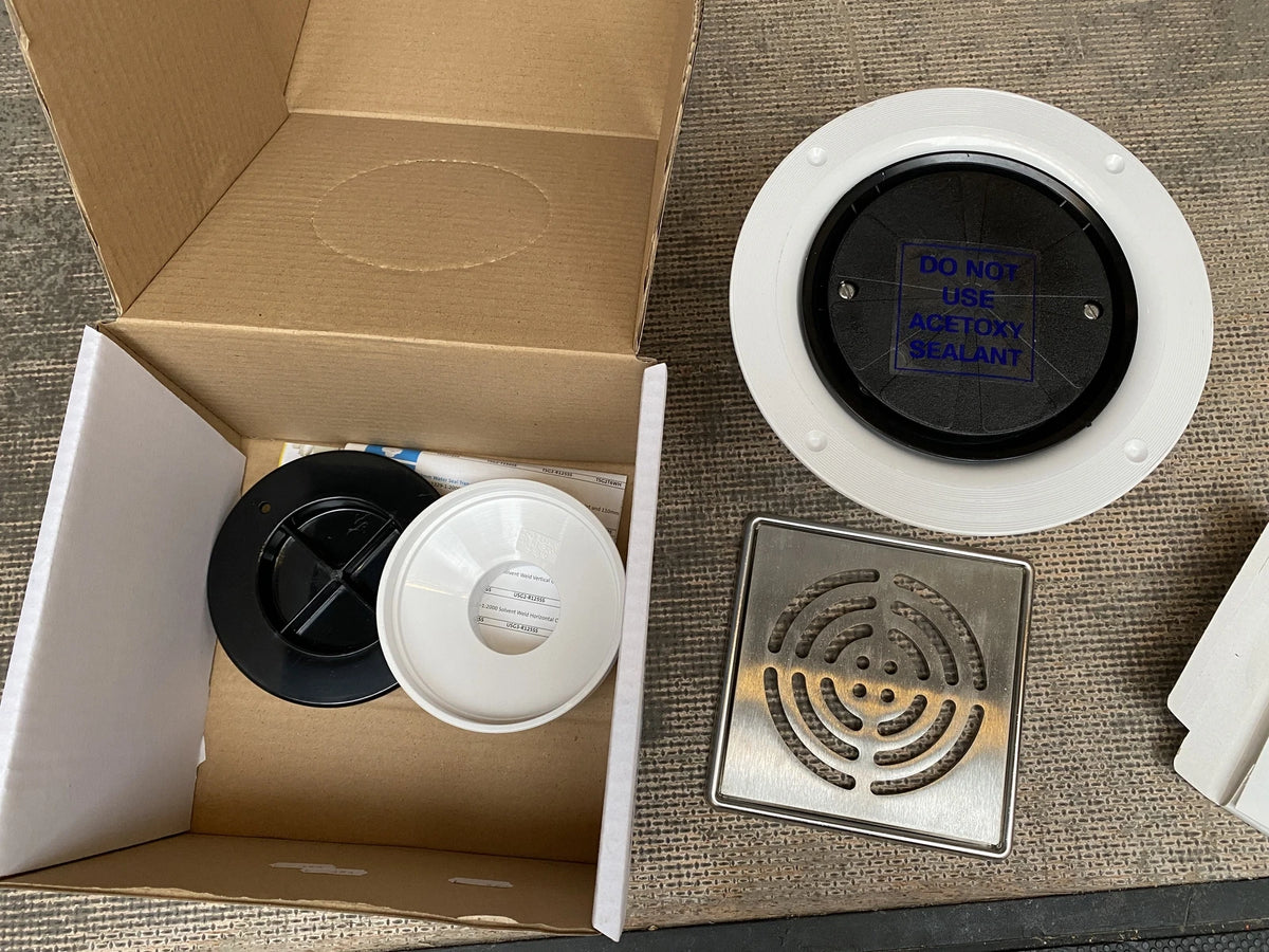 OTL shower deck trap and drain components