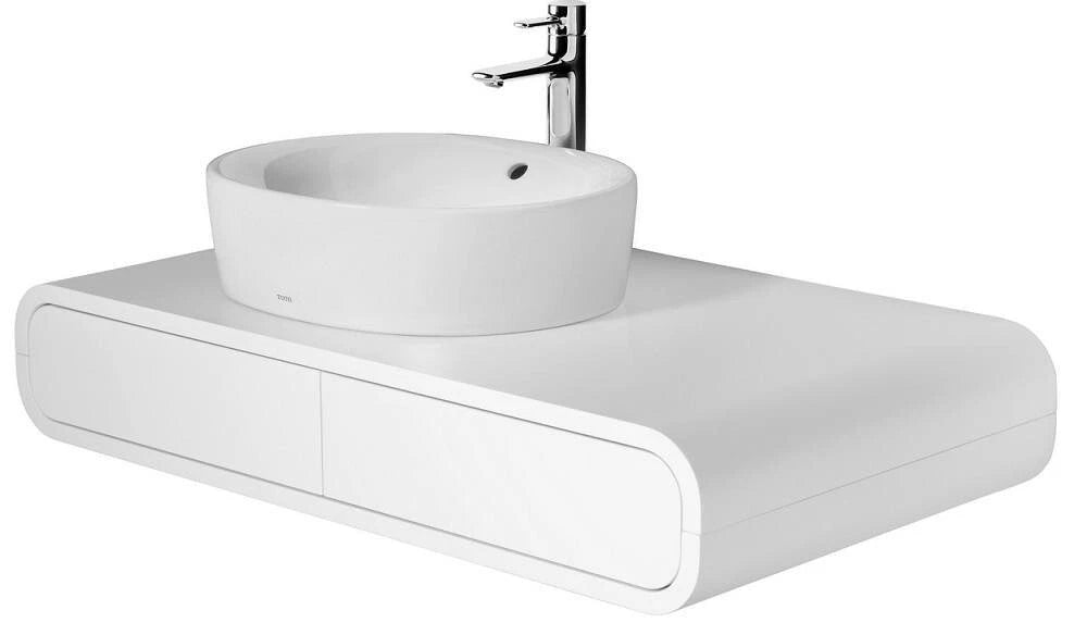 TOTO NC FU10016AUK-LW – white vanity product view shown with round basin