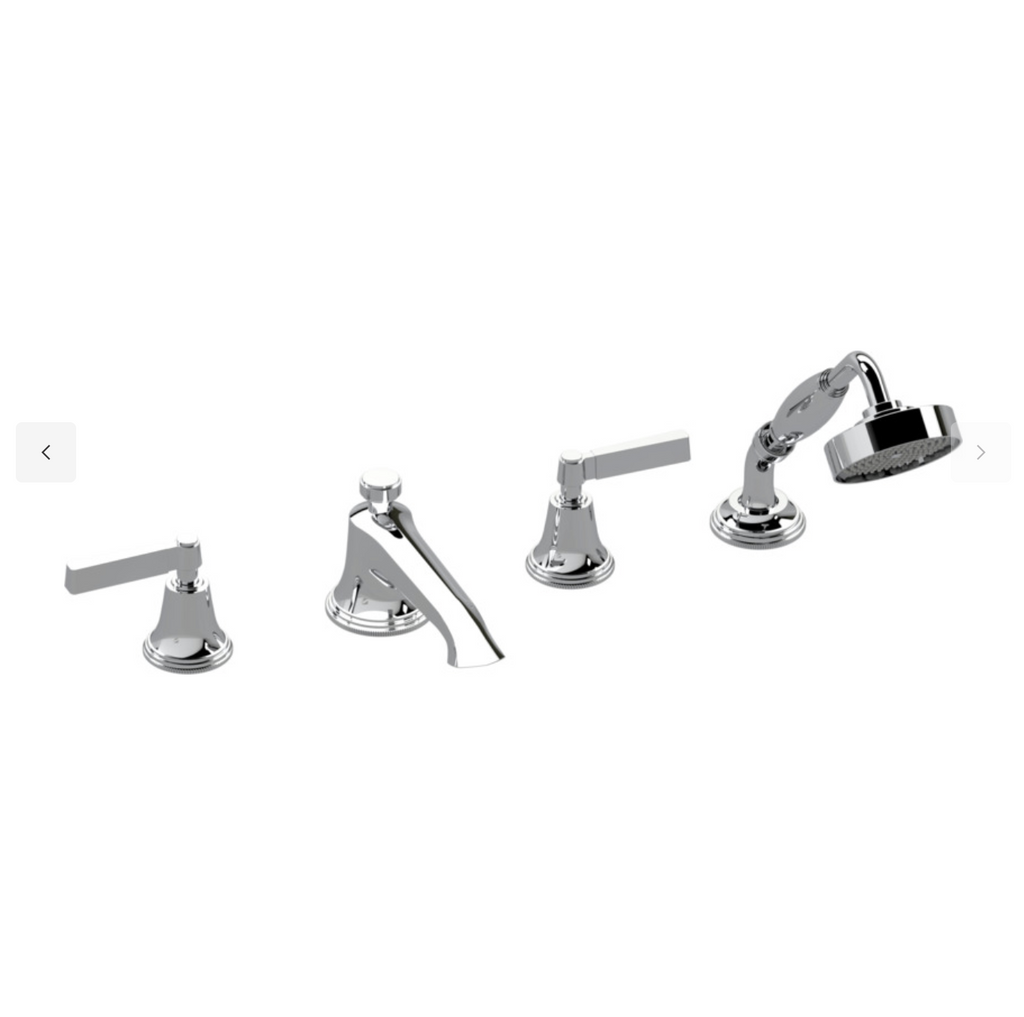 Samuel Heath V648-CP complete chrome four-hole bath shower filler with rounded handset