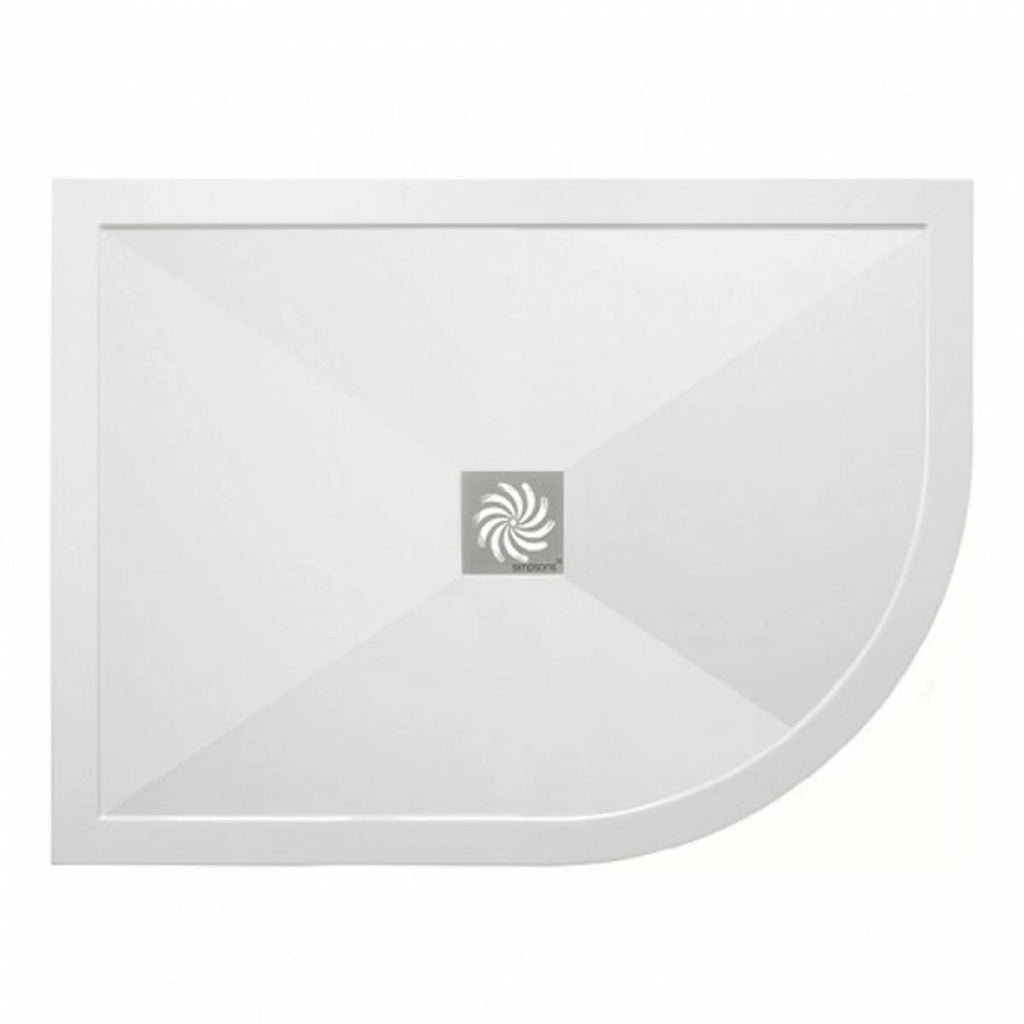 Simpsons SLQ81000L white left-hand offset quadrant shower tray – product reference photo