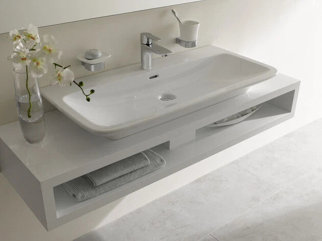 TOTO MH LW10069G washbasin shown installed on a white console