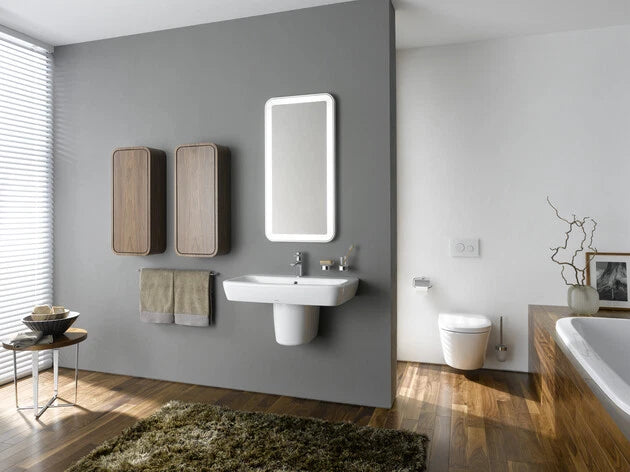 TOTO NC LW10624G washbasin installation example with half pedestal