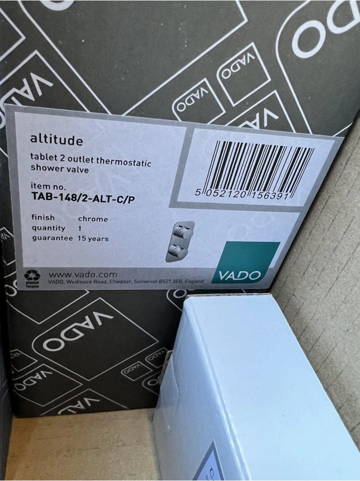 Vado Altitude two outlet valve packaging TAB-148/2-ALT-C/P