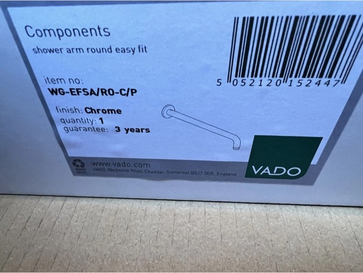 Vado round easy fit shower arm packaging WG-EFSA/RO-C/P
