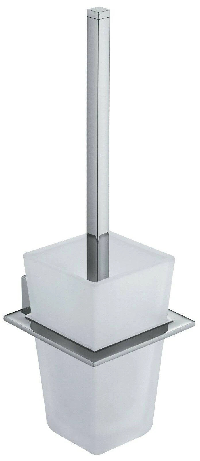 VADO Square chrome toilet brush and frosted glass holder SQU-188-C/P