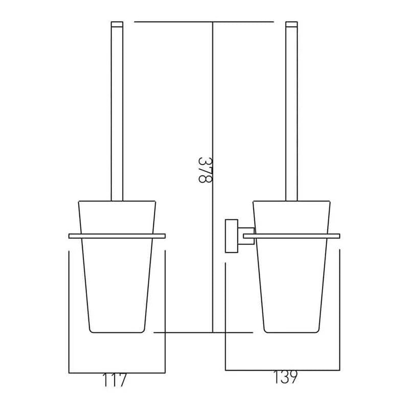 VADO Square toilet brush holder dimension drawing