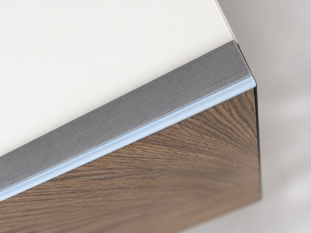 Villeroy & Boch Frame to Frame A80900NR Oak Silver wood grain and silver blue edge detail