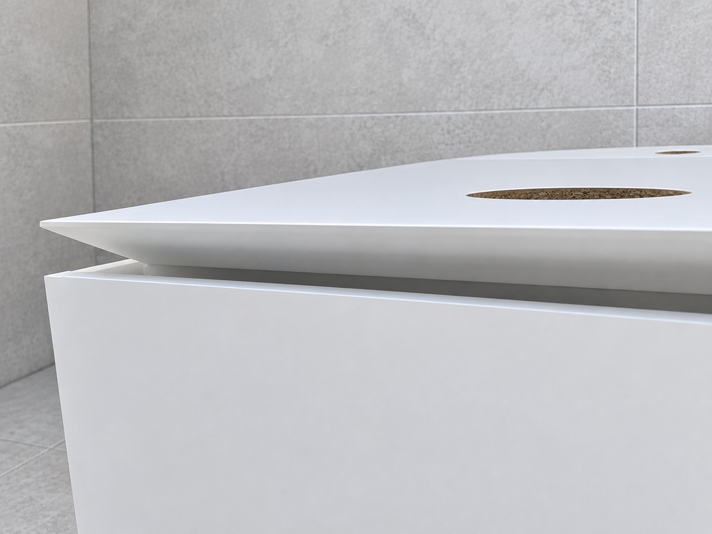 Villeroy & Boch Legato 1400mm matt white double vanity unit only B66800MS – edge-detail view, basins not included