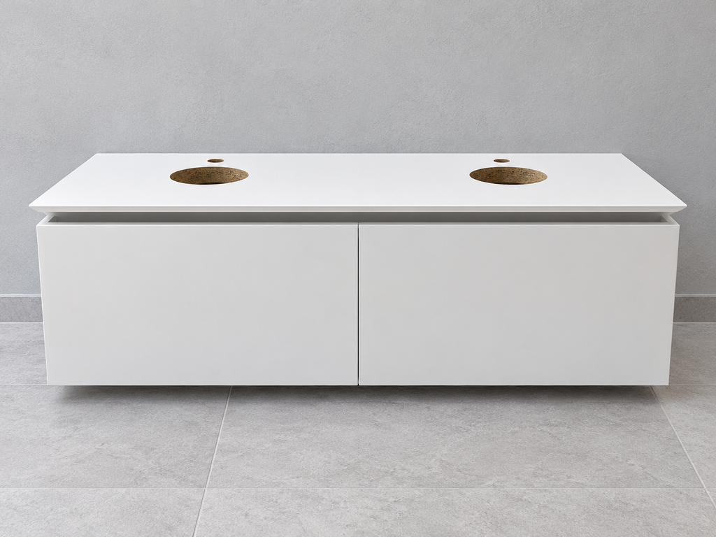 Villeroy & Boch Legato 1400mm matt white double vanity unit only B66800MS – front view, basins not included