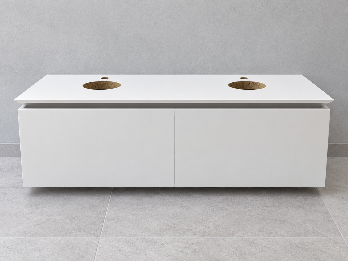 Villeroy & Boch Legato 1400mm matt white double vanity unit only B66800MS – front view, basins not included