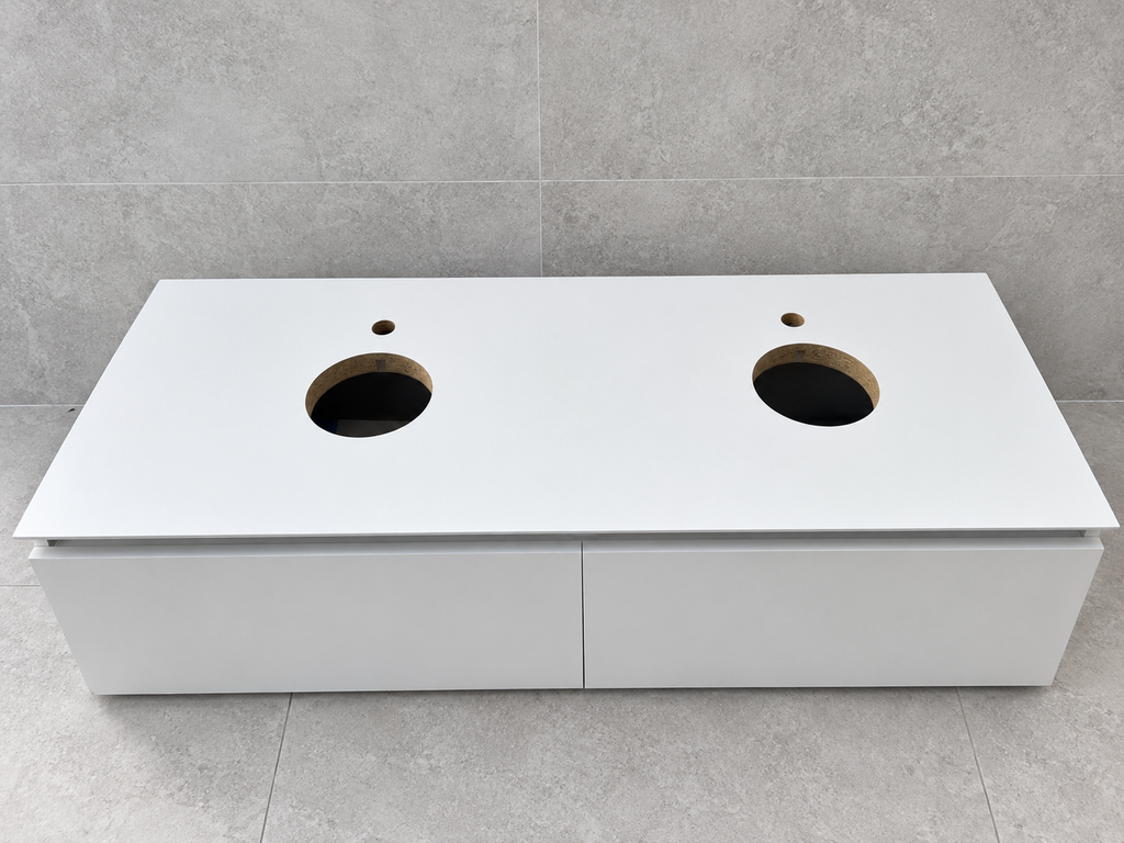 Villeroy & Boch Legato 1400mm matt white double vanity unit only B66800MS – top view, basins not included
