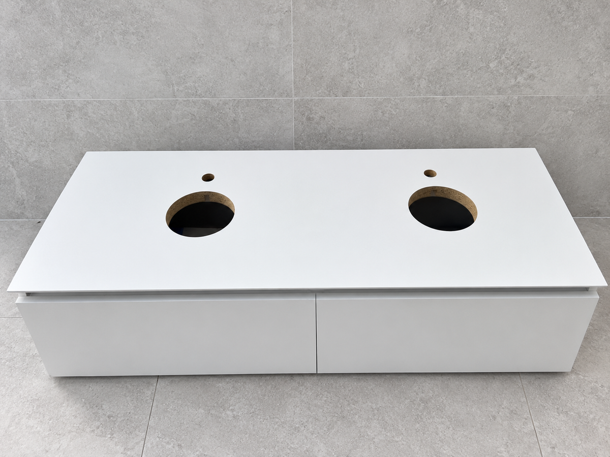 Villeroy & Boch Legato 1400mm matt white double vanity unit only B66800MS – top view, basins not included