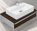 Villeroy & Boch Shape 750mm Macassar vanity A513EDED – close view. Basin, tap and accessories shown for illustration; unit only.