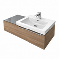 Villeroy & Boch Subway 2.0 1000mm Elm Impresso vanity with right-hand 600mm basin and silver grey glass top