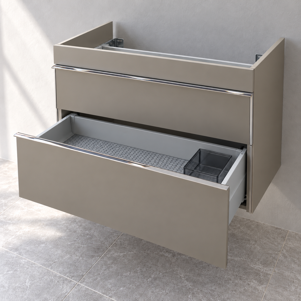Villeroy & Boch Venticello Thera Matt vanity unit only A92501N9, no basin – open-drawer showroom view