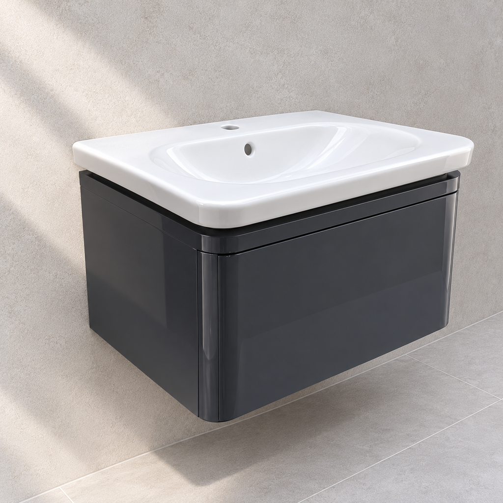 VitrA Nest Trendy gloss anthracite vanity left view