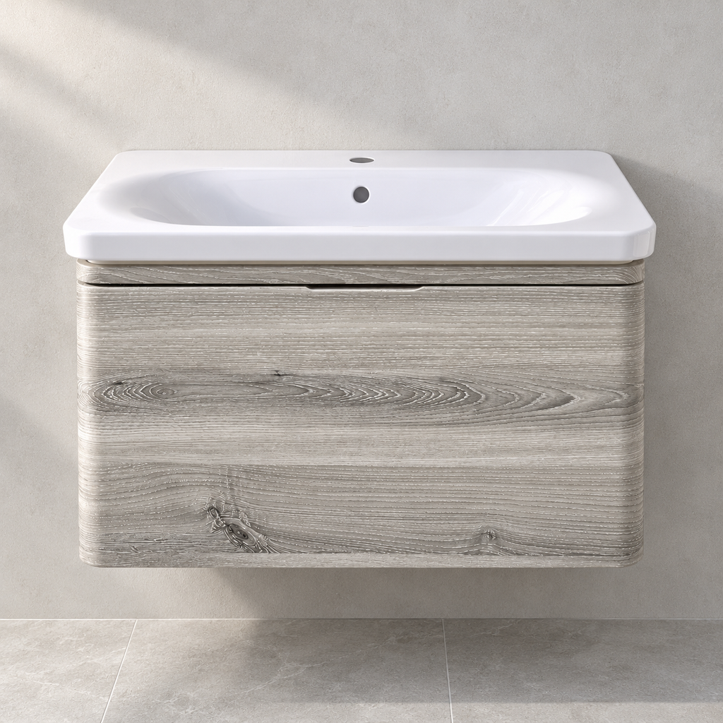 VitrA Nest Trendy 600mm natural grey vanity with basin - front view