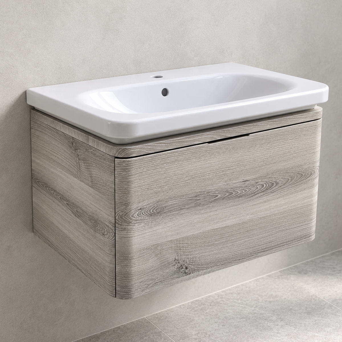 VitrA Nest Trendy 600mm natural grey vanity with basin - left view