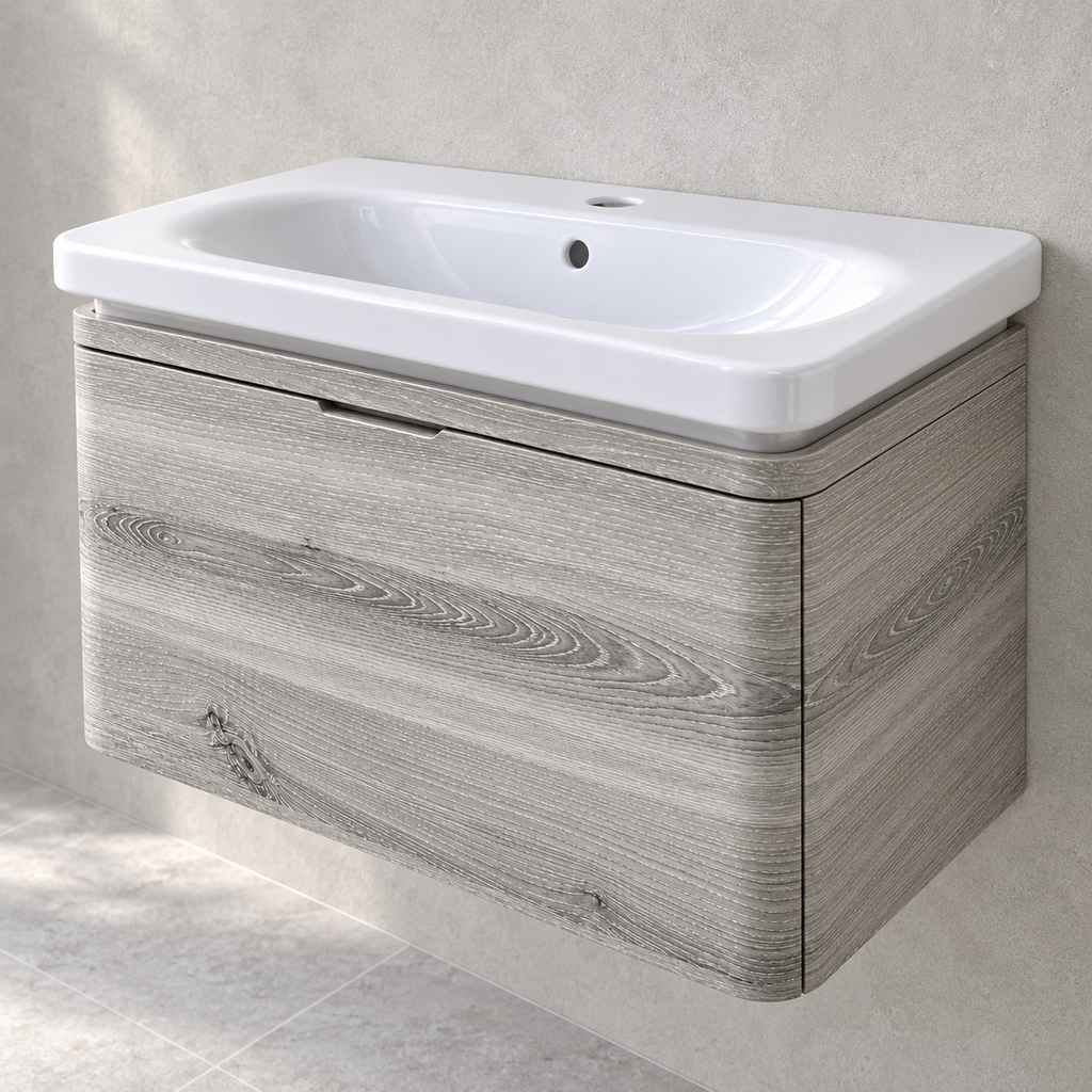 VitrA Nest Trendy 600mm natural grey vanity with basin - right view