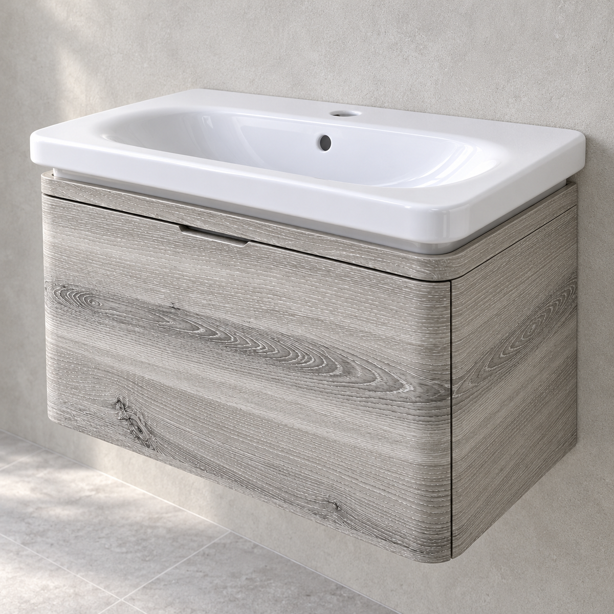 VitrA Nest Trendy 600mm natural grey vanity with basin - right view
