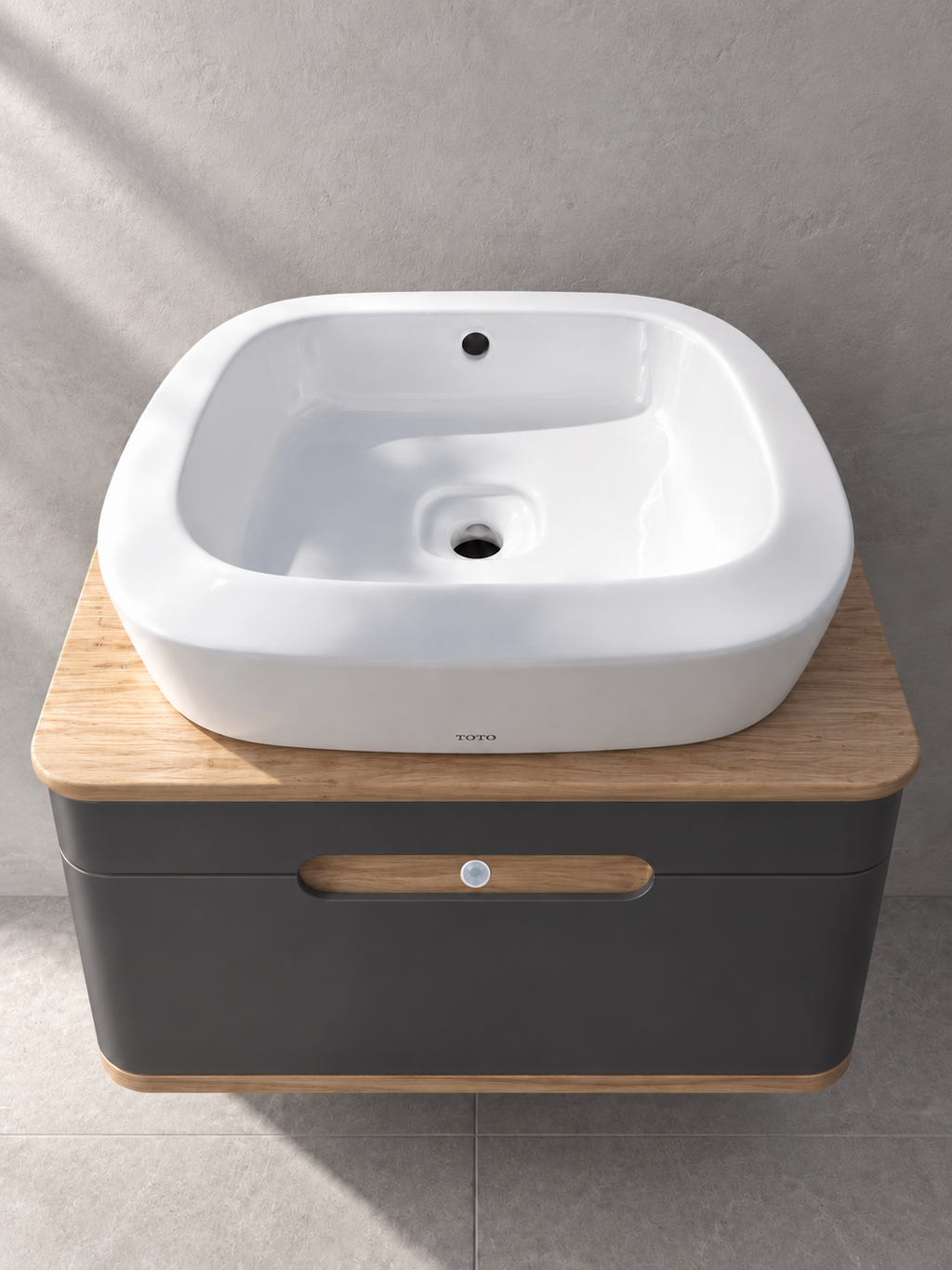 VitrA Sento 550mm matt anthracite vanity 62357 with TOTO NC LW761Y basin - basin