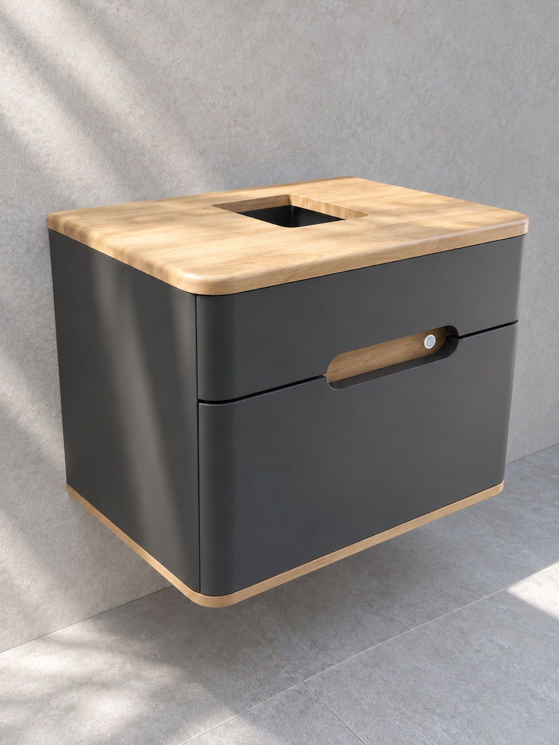 VitrA Sento 550mm matt anthracite vanity 62357 with TOTO NC LW761Y basin - countertop