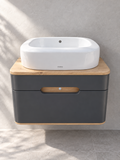 VitrA Sento 550mm matt anthracite vanity 62357 with TOTO NC LW761Y basin - front