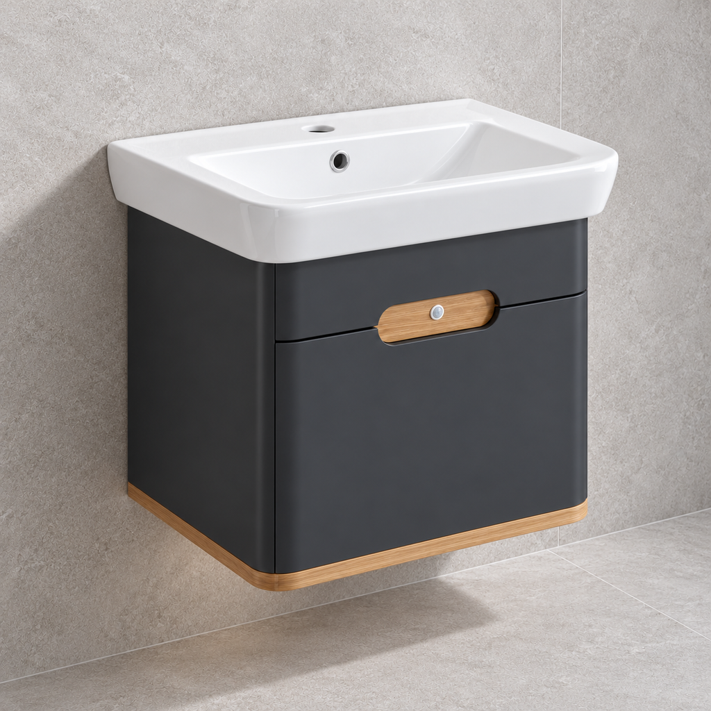 VitrA Sento 630mm matt anthracite vanity 60818 - left
