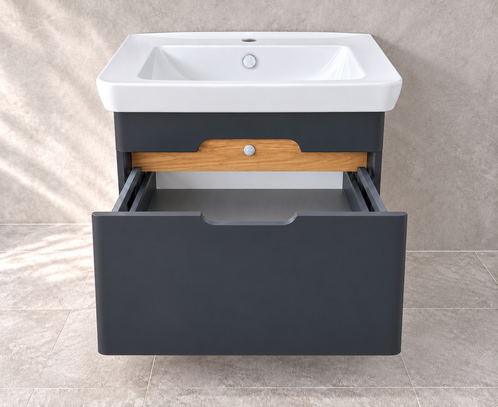 VitrA Sento 630mm matt anthracite vanity 60818 - open drawer