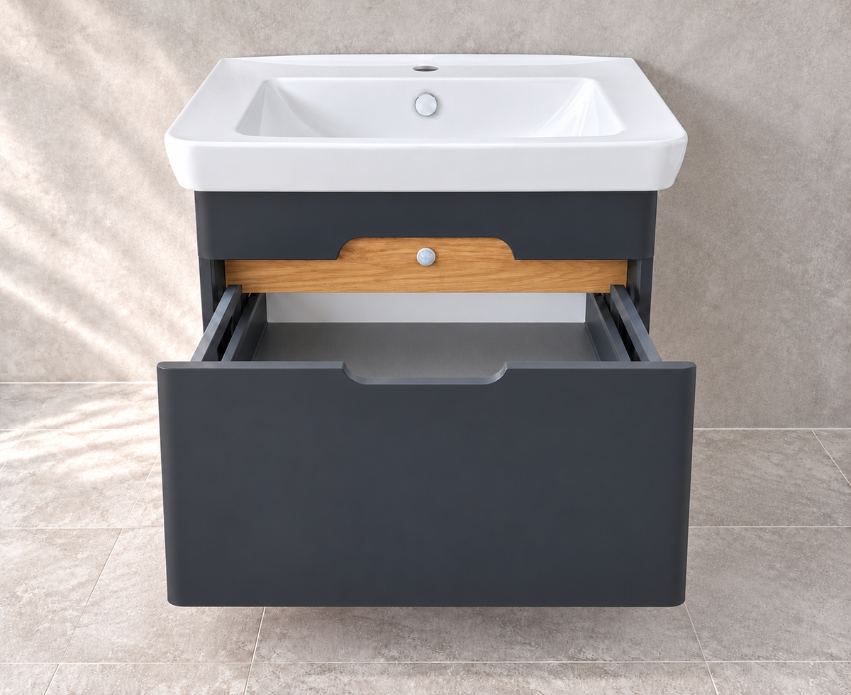 VitrA Sento 630mm matt anthracite vanity 60818 - open drawer