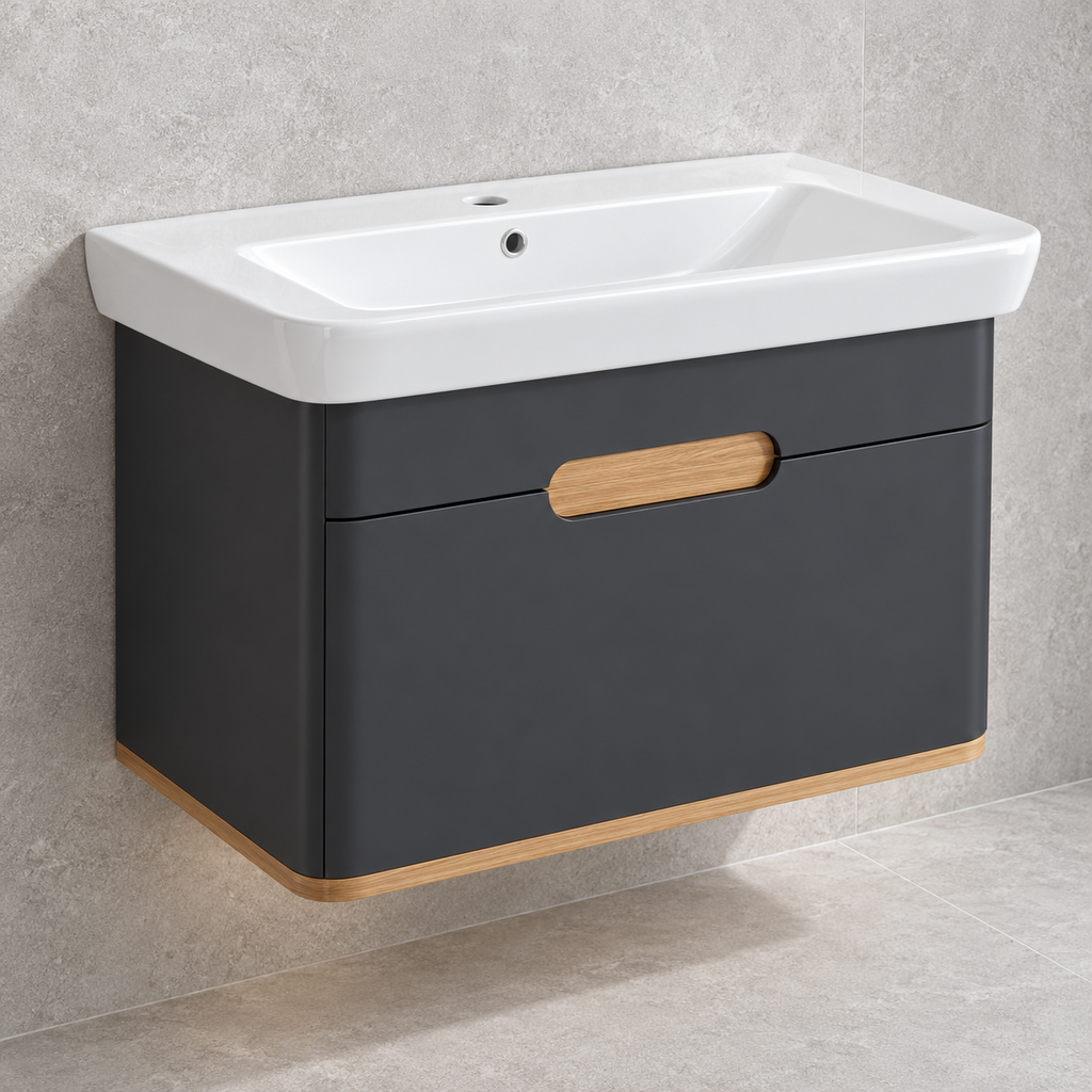 VitrA Sento 800mm matt anthracite vanity 60819 - left