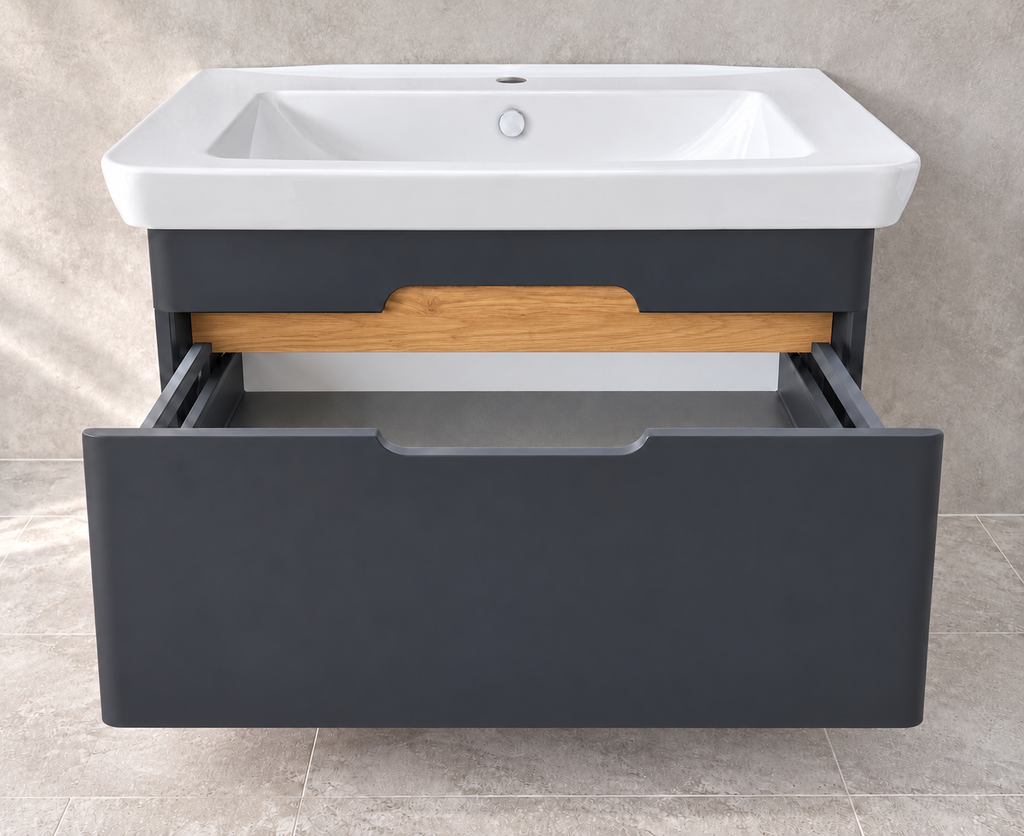 VitrA Sento 800mm matt anthracite vanity 60819 - open drawer