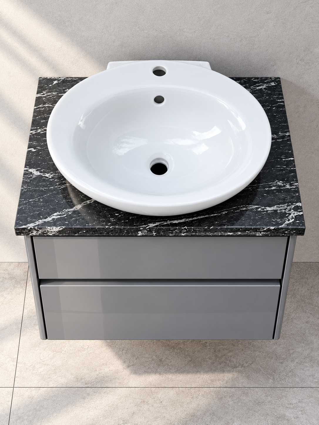 Villeroy & Boch Vivia 600mm gloss grey vanity with Aveo basin - overhead