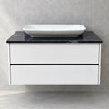 Villeroy & Boch Vivia gloss white vanity with granite top and TOTO basin