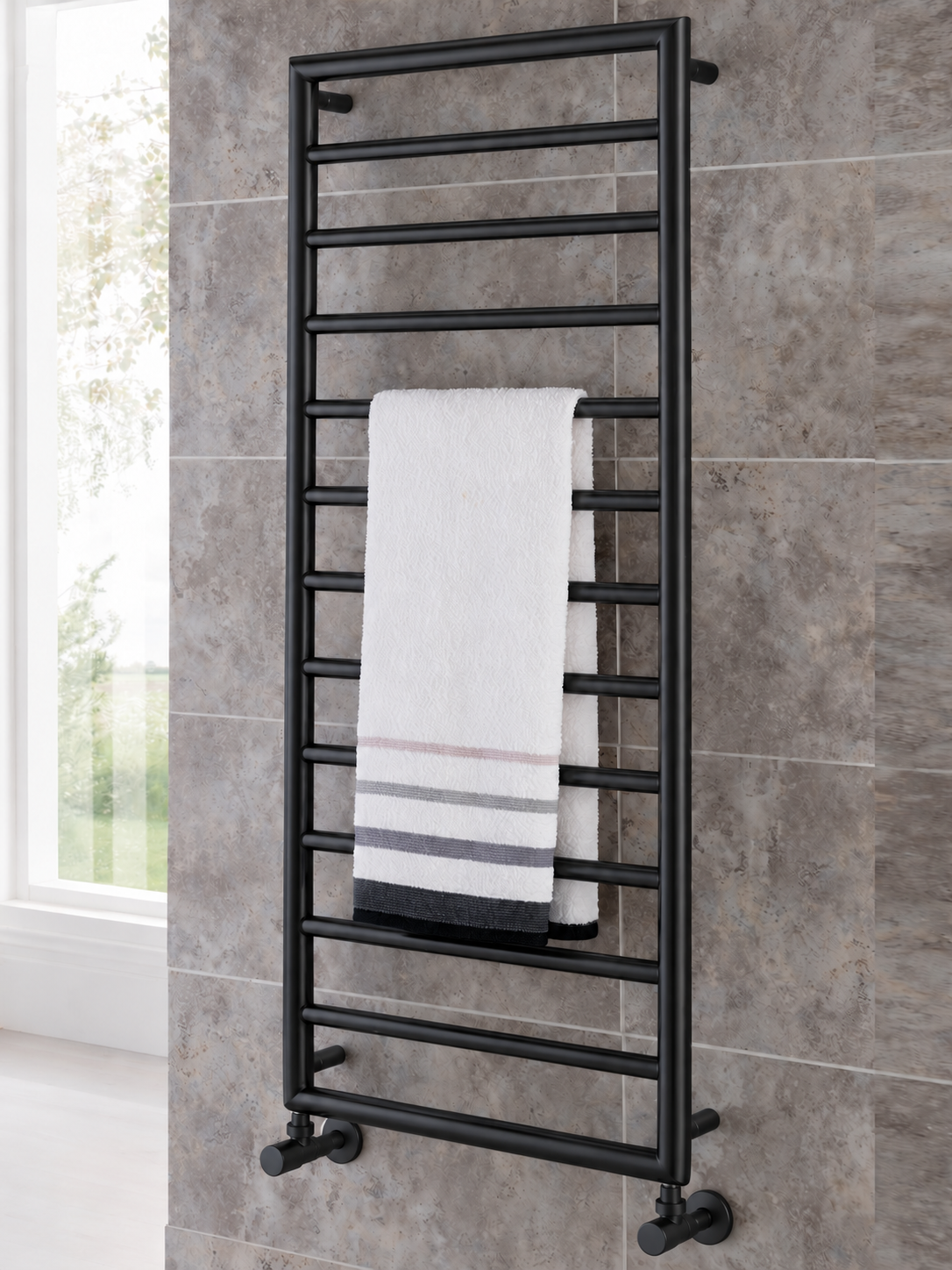 Vogue Smooth II CN036 1200 x 500mm towel rail in matt black